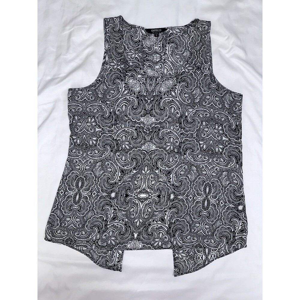EXPRESS Sleeveless Tank Top Blouse Size M Split Back Lightweight Paisley